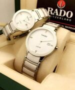 Shophine Elysian Duet: The Pristine White Ceramic & Steel Luxury Couple Watches Set