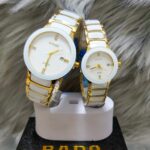 Shophine 'Eternity' Couple Watches in Polished Gold & Glazed White Ceramic
