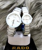 Shophine Elysian Duet: The Pristine White Ceramic & Steel Luxury Couple Watches Set - Image 3