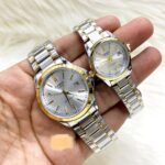 Shophine 'Eternity' His & Hers Two Tone Couples Watch Set with Sunray Silver Dial