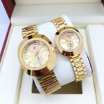 Automatic Gold Couple Watch Set | Paired Timepieces with Crystal Indices