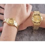 Shophine 'Eternity' Gold Couple Watch Set - His & Hers Matched Timepieces