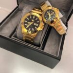The Shophine 'Eternus' Gold Couple Watch Set - A Symphony in Time