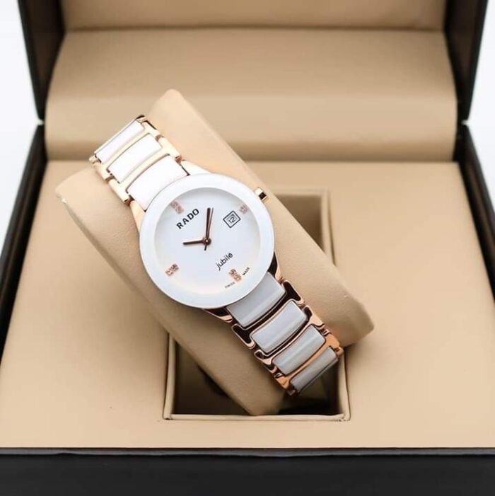 Shophine 'Eternity' Couple Watches in Polished Gold & Glazed White Ceramic - Image 3