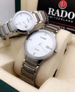 Shophine Elysian Duo - Matching Silver & White Dial Couple Watch Set