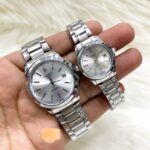 Shophine 'Eternity' Paired Timepiece Set in Polished Sterling Steel