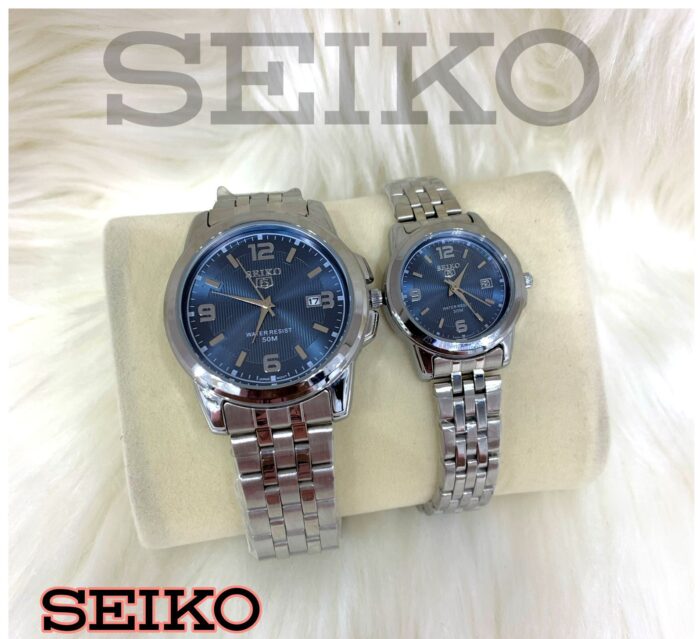 Shophine 'Eternity Duo' Luxury Couples Watch Set in Steel & Azure Blue - Image 2