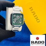 Automatic Skeleton Watch in Emerald Green & Polished Steel