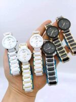 Shophine Elysian Duet: The Pristine White Ceramic & Steel Luxury Couple Watches Set - Image 2