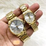 The Shophine 'Eternus' Gold Couple Watch Set | A Timeless Duet in Silver & Gold
