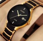 Shophine 'Duet' Couple's Timepiece Set in Onyx Ceramic & Polished Gold - Image 2