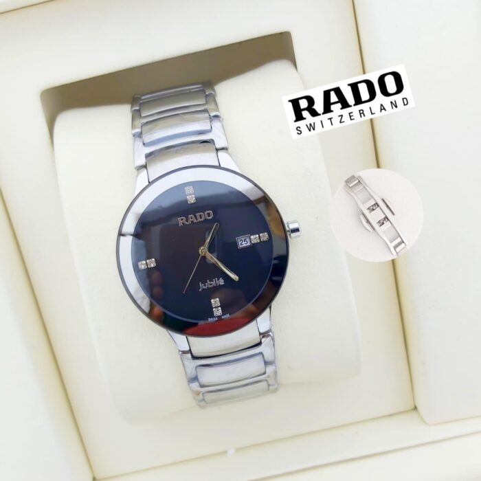 Shophine 'Eternity Duet' Couple Watch Set in Polished Silver with Obsidian Dial - Image 3