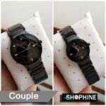 Shophine Noir Élégance: The Ultimate Black Couple Watch Set in Ceramic & Rose Gold - Image 3