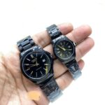 Shophine 'Eternity' His & Hers Black and Gold Couple Watch Set