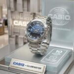 Casio Polaris Sentinel Silver Hybrid Illuminator Watch with Deep Ocean Blue Dial