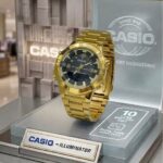 Casio Aurelian Monarch 10-Year Hybrid Watch in Gold Tone with Black Dial