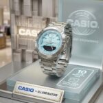 Casio Polaris Sentinel Silver Hybrid Illuminator Watch with Sky-Blue Dial