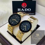 Shophine Duetto Timepiece Set: A Symphony in Obsidian & Gold | Luxury Couple Watch Set