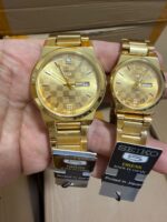 The Shophine 'Legacy' Gold Couple Watch Set with Tessellated Dial - Image 2