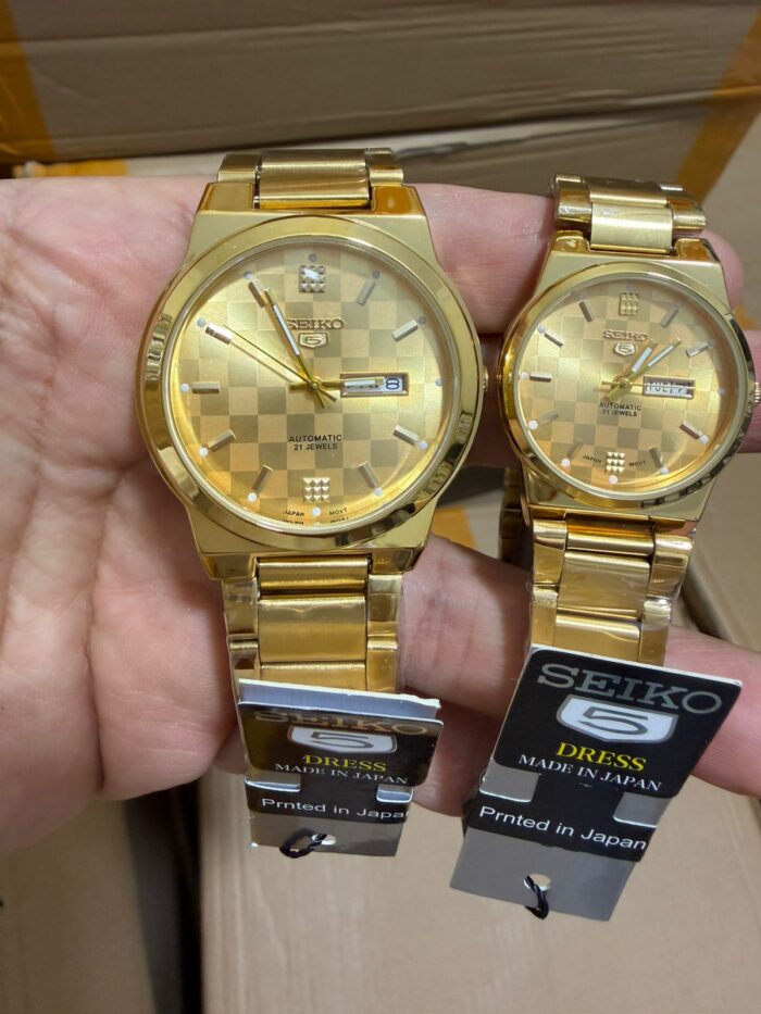 The Shophine 'Legacy' Gold Couple Watch Set with Tessellated Dial - Image 2