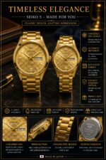 The Shophine 'Legacy' Gold Couple Watch Set with Tessellated Dial