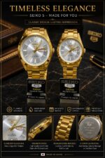 Gold Couple Watch Set with Sunburst Silver Dial