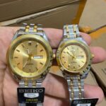 Two-Tone Couple Watch Set with Gilded Sunray Dials