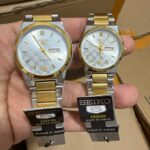 Two-Tone Couple Watch Set with Silver Tapestry Dials