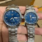 Couples Watch Gift Set with Blue Guilloché Dials