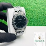 Midnight Radiance Timepiece with Fluted Bezel & Black Dial