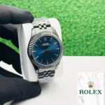 Azure Radiance – 41mm Automatic Blue Dial Fluted Bezel Watch
