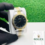 Shophine Elysian 39 | Automatic Two Tone Fluted Bezel Watch with Onyx Dial